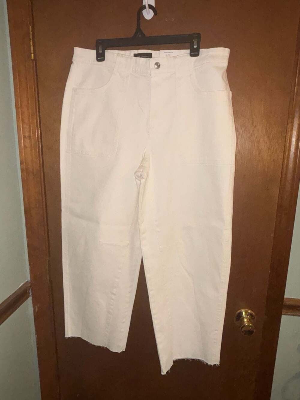 Free Assembly Women's Carpenter Barrel Jeans Vanilla Cream Size 14 NWT